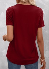 Red Split Striped Short Sleeve T Shirt | thumb picture 