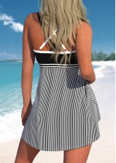 Plus Size Criss Cross Black Striped Tankini Set | thumb picture 