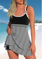 Criss Cross Striped Black Swimdress Top-No Bottom | picture 5