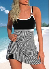 Criss Cross Striped Black Swimdress Top-No Bottom | picture 4