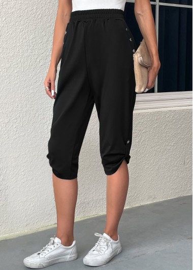 women clothes image of Black Pocket Jogger Elastic Waist High Waisted Pants