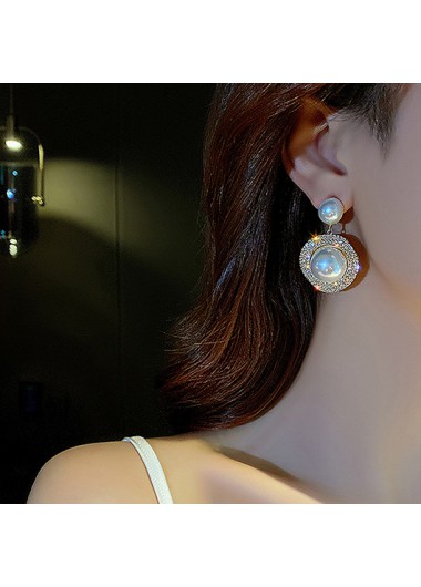women clothes image of White Color Round Pearl Detail Earrings