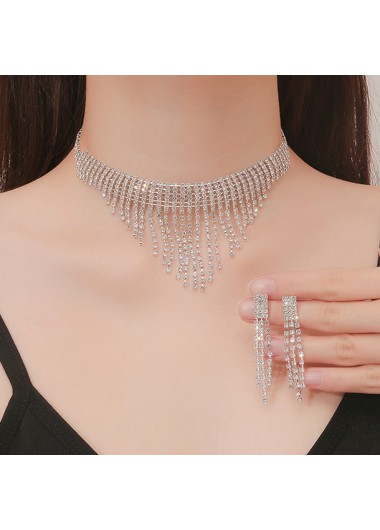 women clothes image of Silvery White Alloy Earrings and Necklace