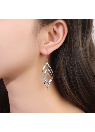 women clothes image of Silvery Color White Copper Detail Earrings
