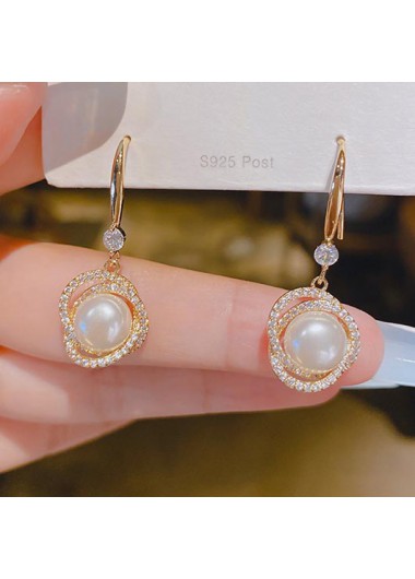 women clothes image of Gold Oval Pearl Drop Dangle Earrings