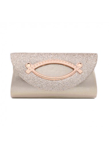 Modlily Champagne Magnetic Sequined Cutout Evening Bag - One Size