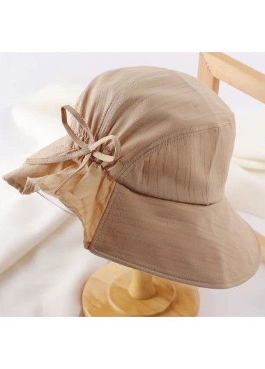 Modlily Light Coffee Bowknot Patchwork Visor Hat - One Size
