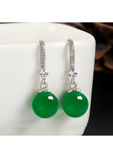 women clothes image of Green Color Round Copper Detail Earrings