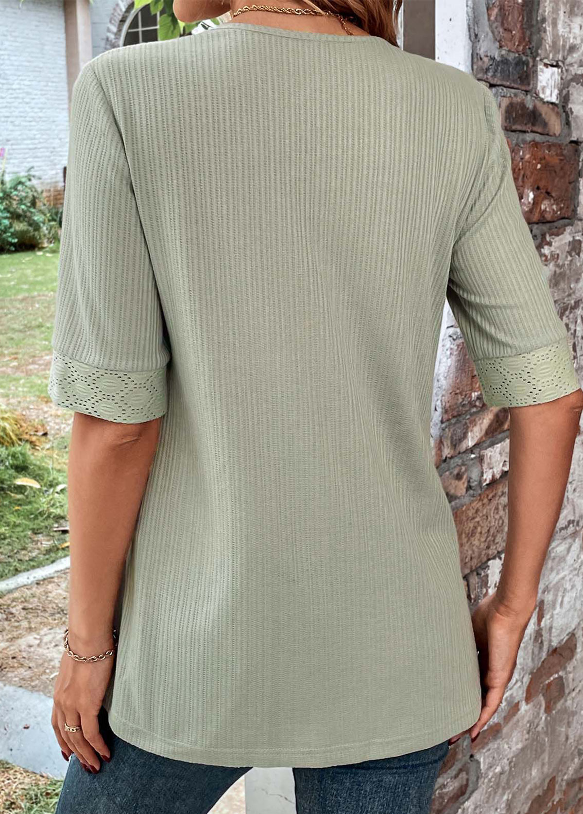 Sage Green Fake 2in1 Half Sleeve T Shirt