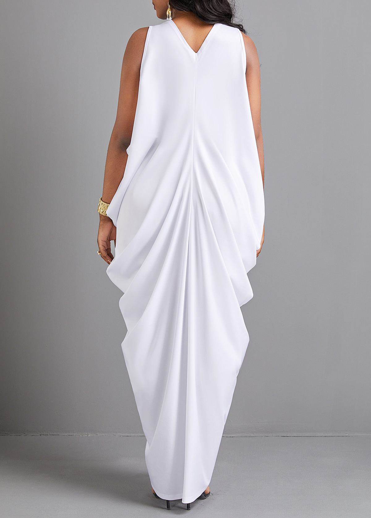 White Split O Shape Sleeveless Maxi Dress