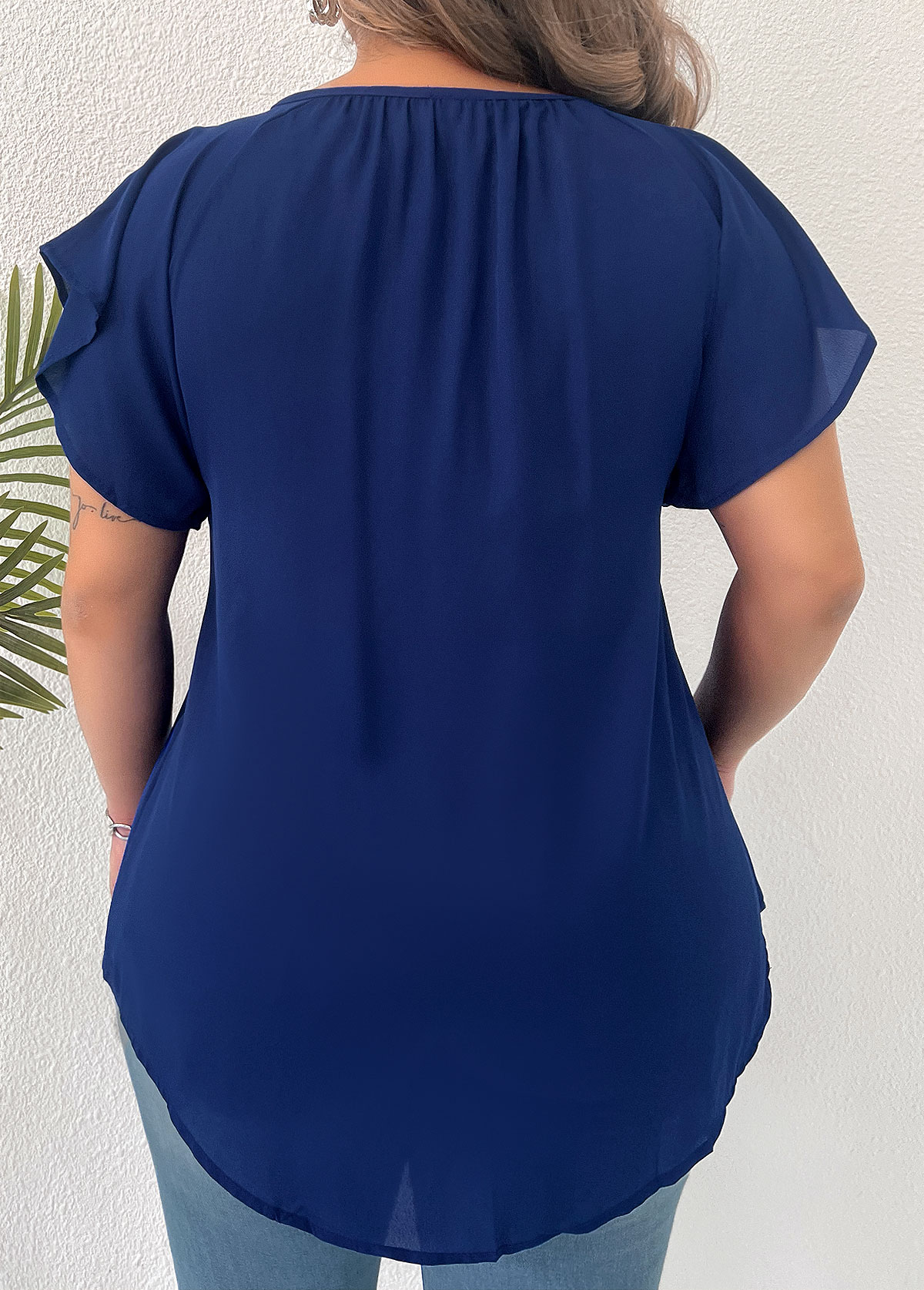 Dark Blue Lace Plus Size T Shirt