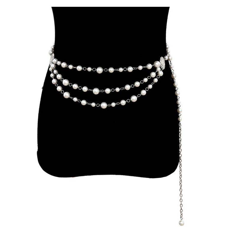 Silvery Color White Pearl Detail Belt | picture 