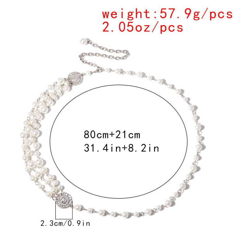 Silvery Color White Pearl Detail Belt | picture 