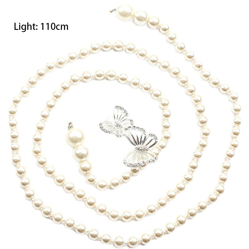 Silvery White Butterfly Design Pearl Belt