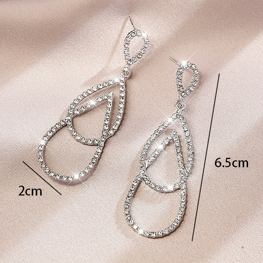 Silvery White Teardrop Design Alloy Earrings | picture 