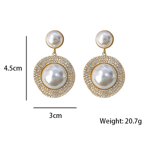 White Color Round Pearl Detail Earrings | picture 
