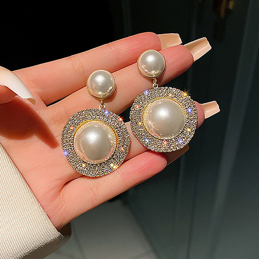 White Color Round Pearl Detail Earrings | picture 