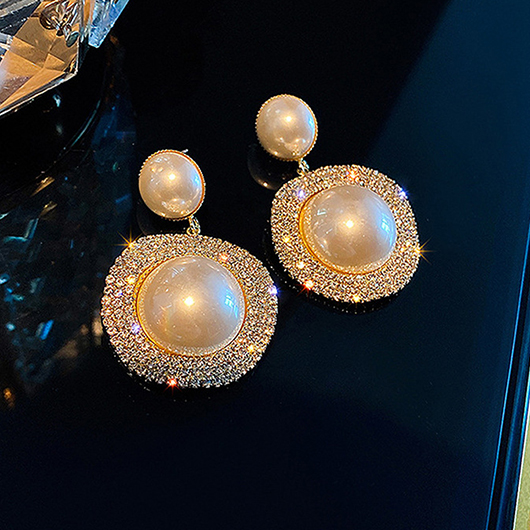 White Color Round Pearl Detail Earrings | picture 