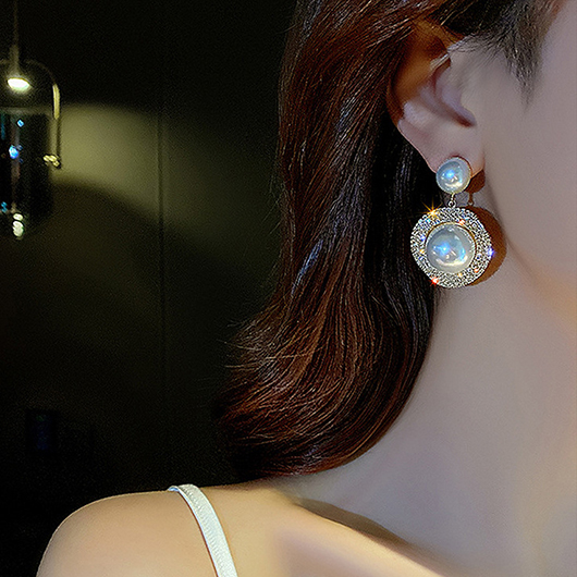White Color Round Pearl Detail Earrings | picture 