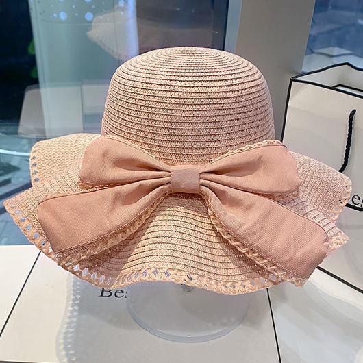 Light Pink Bowknot Detail Visor Hat