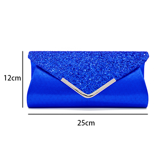 Royal Blue Magnetic Sequined V Design Evening Bag