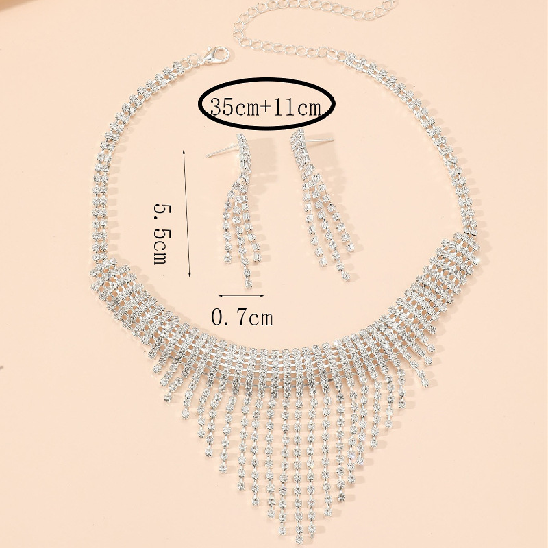 Silvery White Alloy Earrings and Necklace | picture 