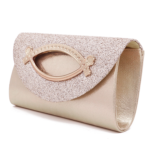 Champagne Magnetic Sequined Cutout Evening Bag