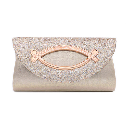 Champagne Magnetic Sequined Cutout Evening Bag
