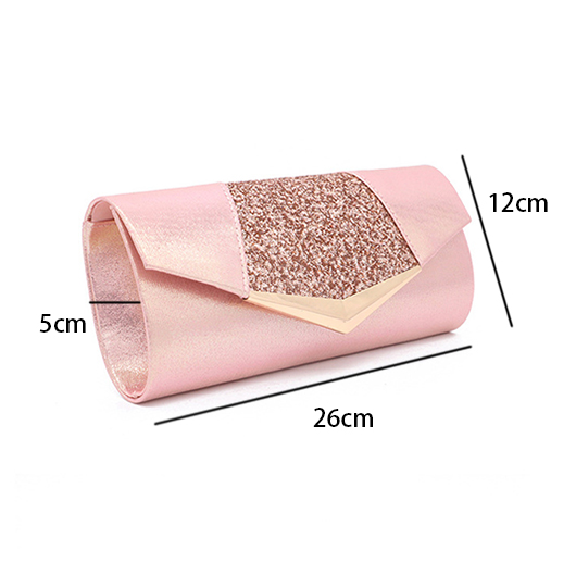 Light Pink Magnetic Sequined Clutch Bag