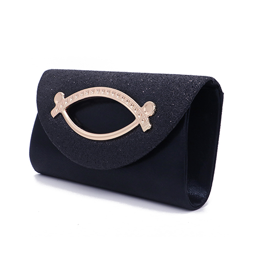 Black Magnetic Sequined Cutout Clutch Bag