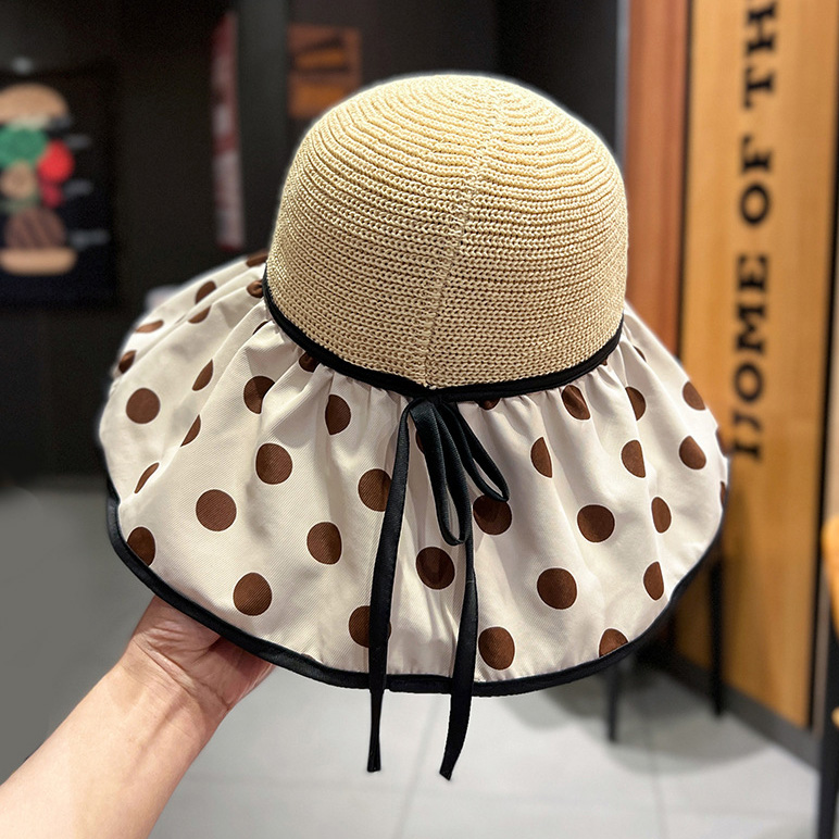 Acrylic Detail Beige Polka Dot Visor Hat