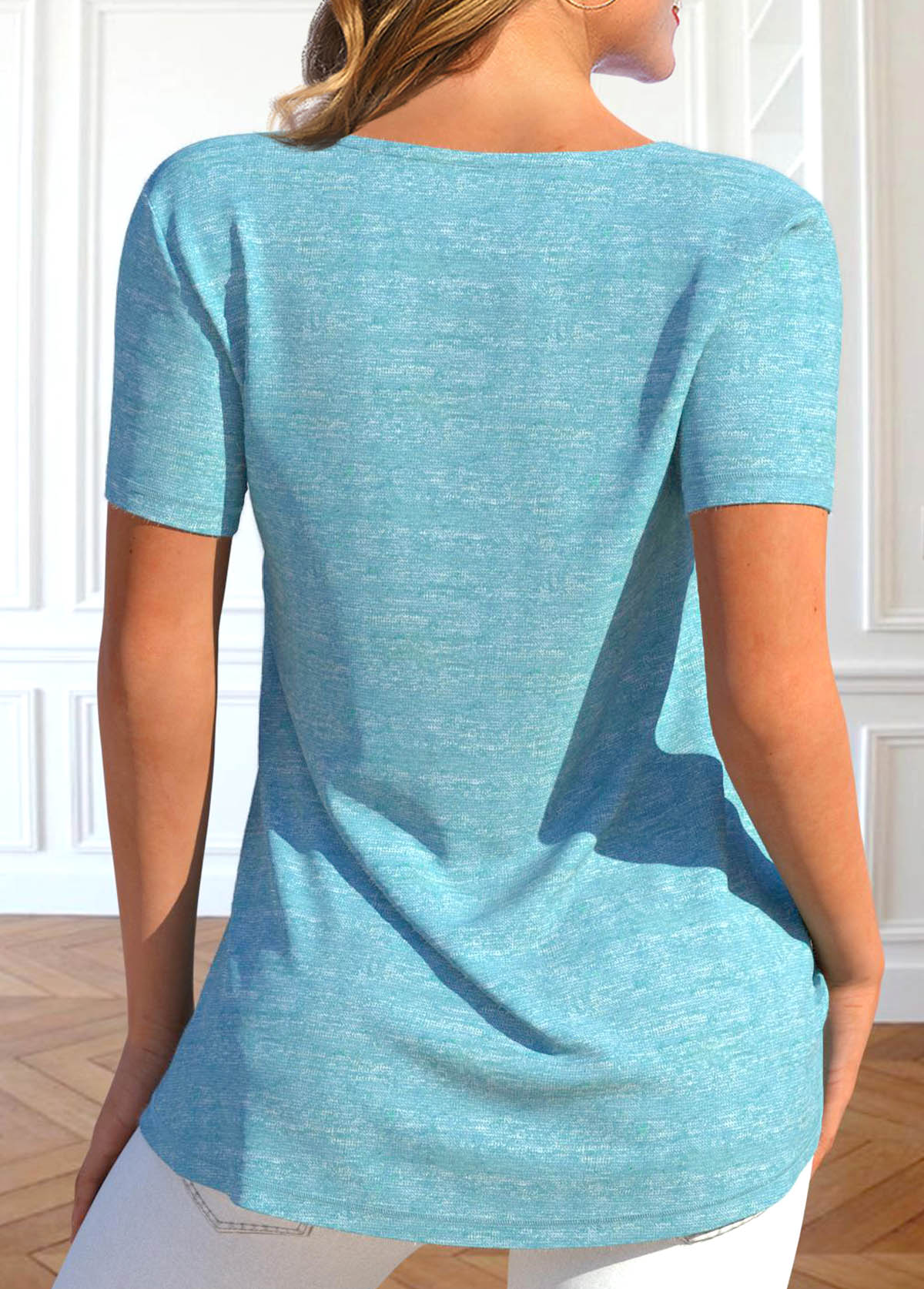 Light Blue Asymmetry Short Sleeve T Shirt