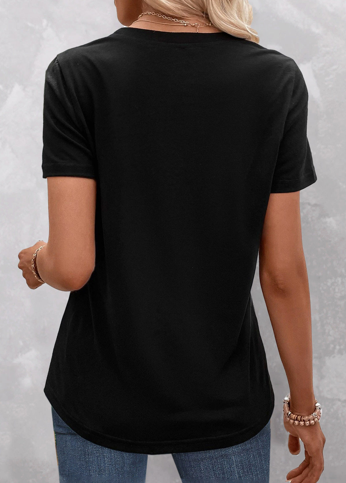 Black Asymmetry Striped Short Sleeve T Shirt