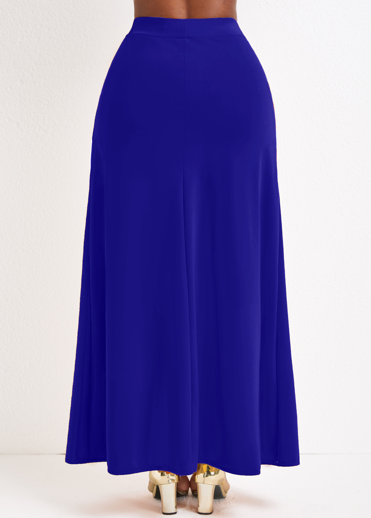 Purplish Blue Pocket A Line Drawastring Maxi Skirt