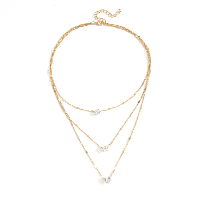 Golden Heart Star Alloy Layered Necklace | picture 