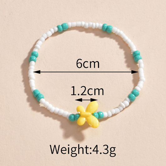 Turquoise Butterfly Design Beads Detail Anklet