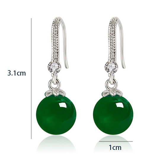 Green Color Round Copper Detail Earrings | picture 