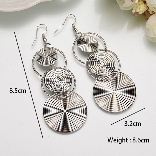 Silver Round Circular Design Copper Earrings