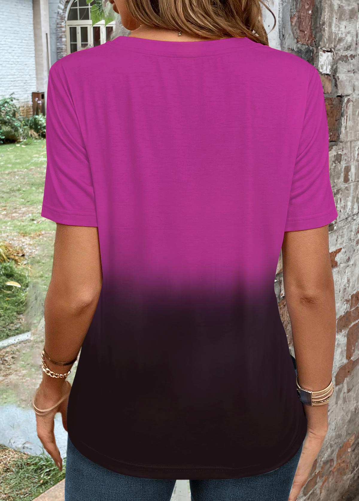 Purple Twist Ombre Short Sleeve T Shirt