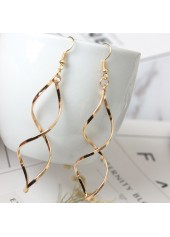 Golden Asymmetrical Twist Design Metal Detail Earrings