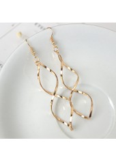 Golden Asymmetrical Twist Design Metal Detail Earrings