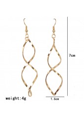 Golden Asymmetrical Twist Design Metal Detail Earrings