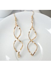 Golden Asymmetrical Twist Design Metal Detail Earrings
