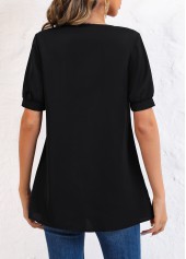 Black Embroidery Tribal Print Long Sleeve V Neck Blouse | thumb picture 