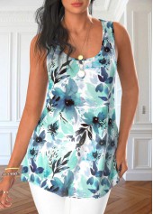 Mint Green Floral Print Cardigan and Tank Top | thumb picture 