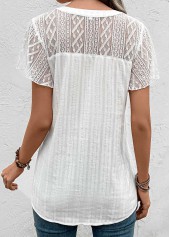 White Lace Short Sleeve Split Neck Blouse | thumb picture 