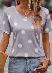 Grey Lightweight Polka Dot Short Sleeve T Shirt | thumb picture 
