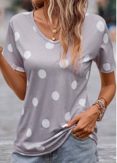 Grey Lightweight Polka Dot Short Sleeve T Shirt