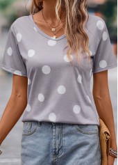 Grey Lightweight Polka Dot Short Sleeve T Shirt | thumb picture 