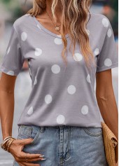 Grey Lightweight Polka Dot Short Sleeve T Shirt | thumb picture 